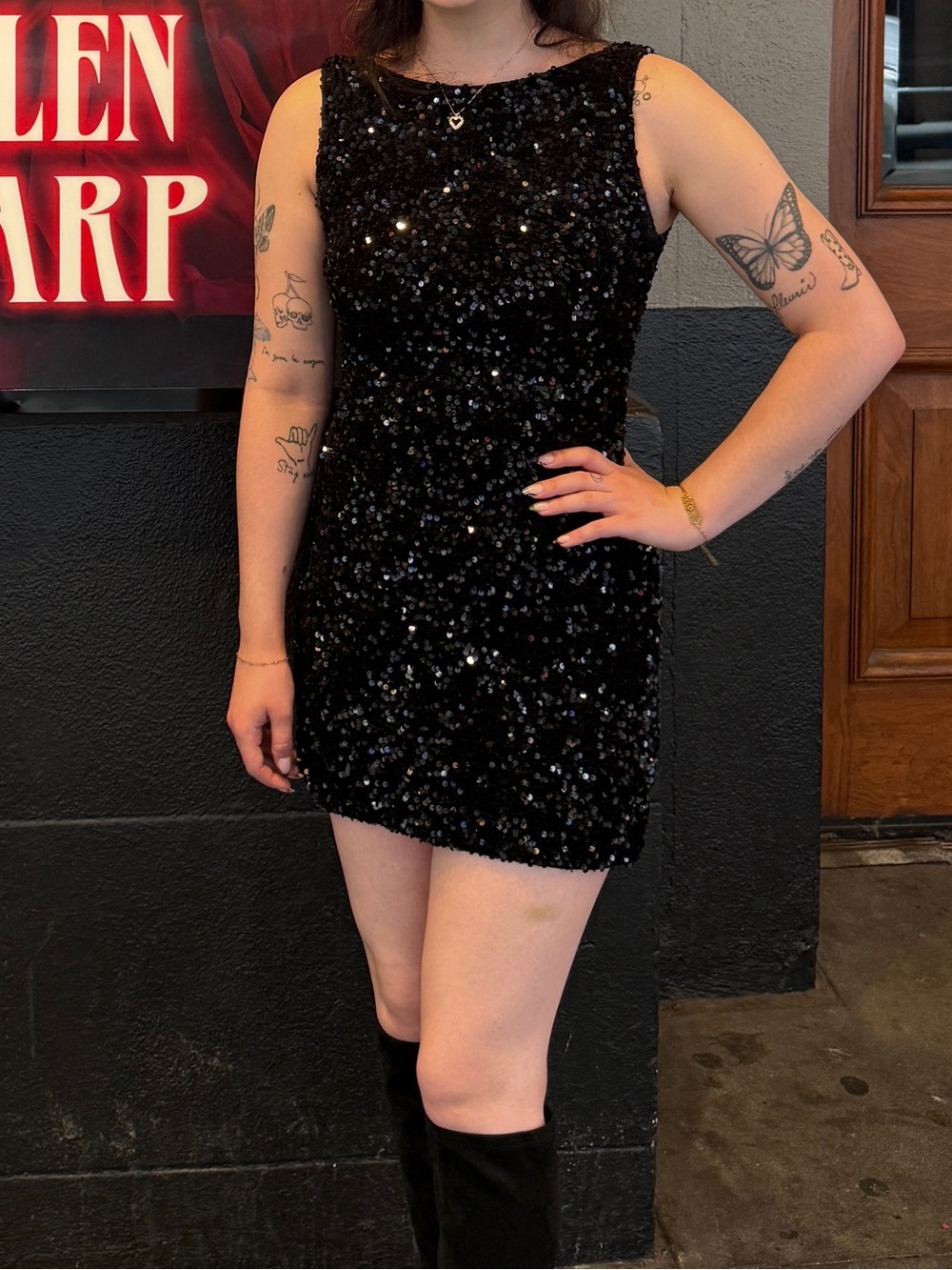 Princess Polly Black Sequin Mini Dress